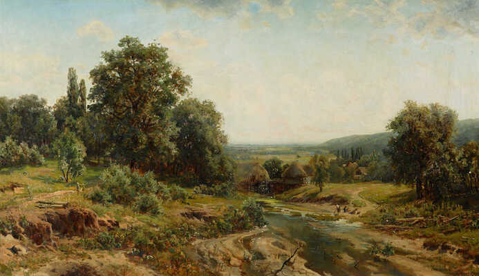 Прокофьев Алексей Матвеевич. Лесной пейзаж с рекой (копия с картины Вельца)